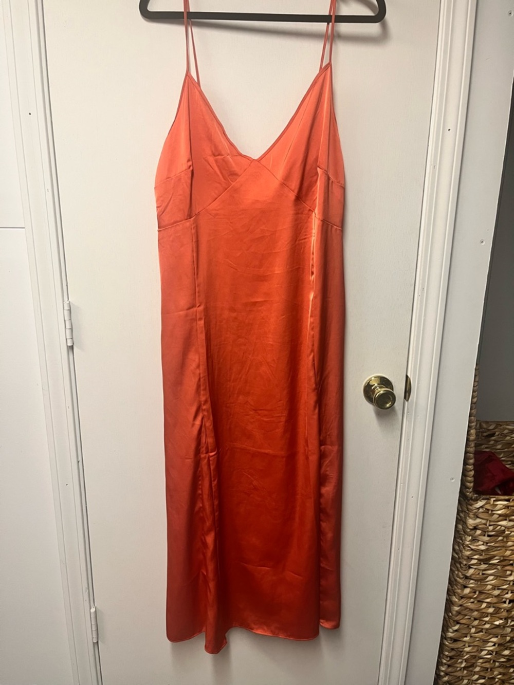 H&M Satin Slip Maxi Dress with Spaghetti Straps